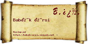 Babák Örsi névjegykártya